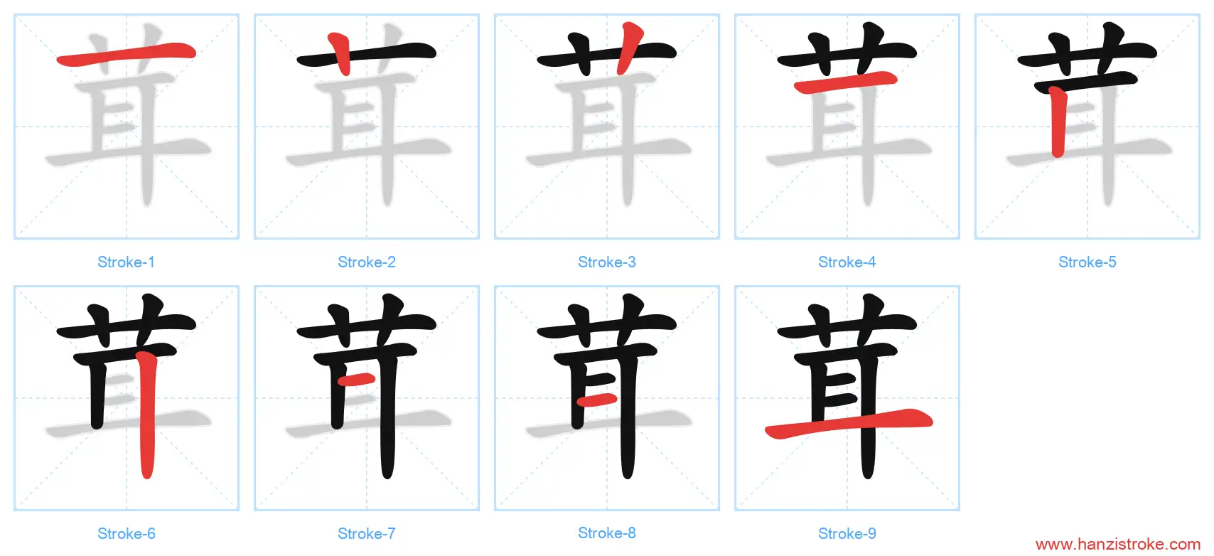 茸 stroke order diagram