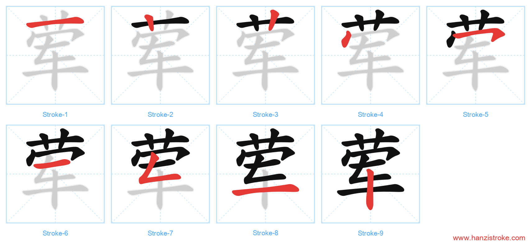 荤 stroke order diagram
