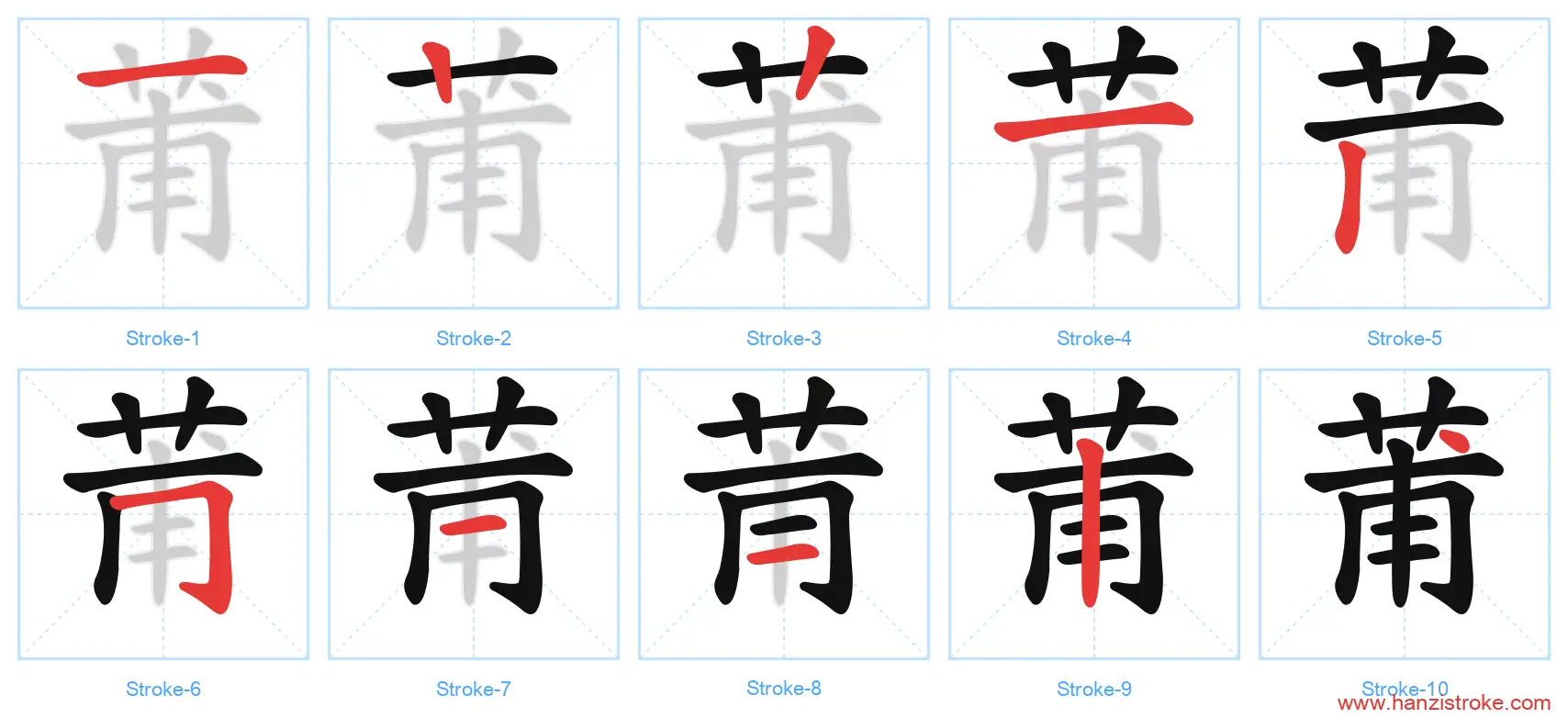 莆 stroke order diagram