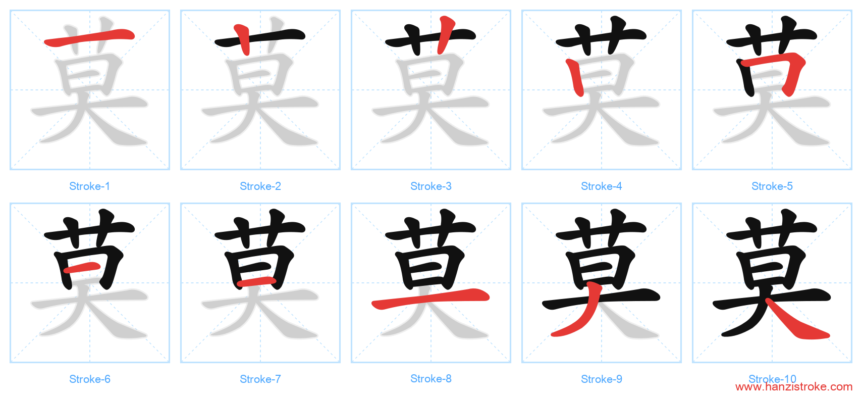 莫 stroke order diagram