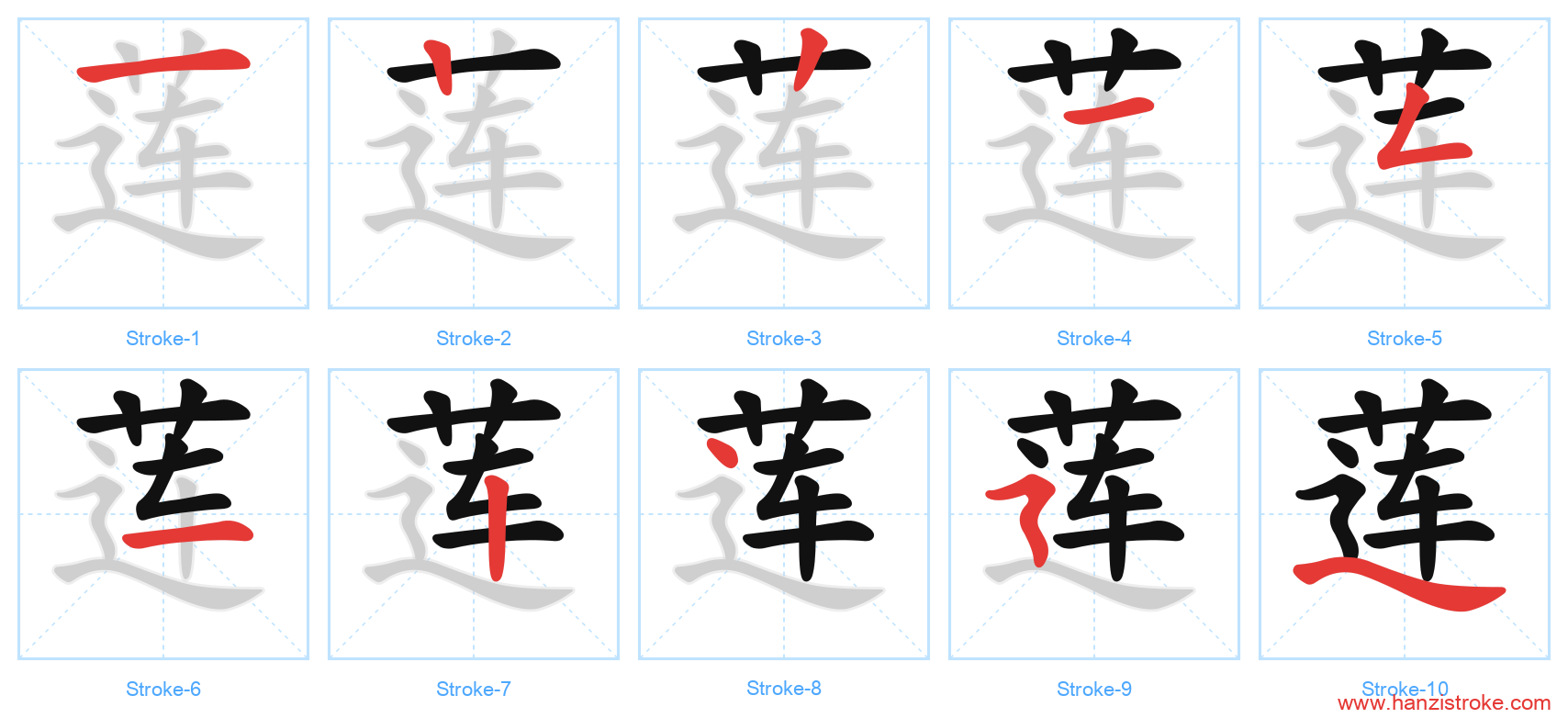 莲 stroke order diagram