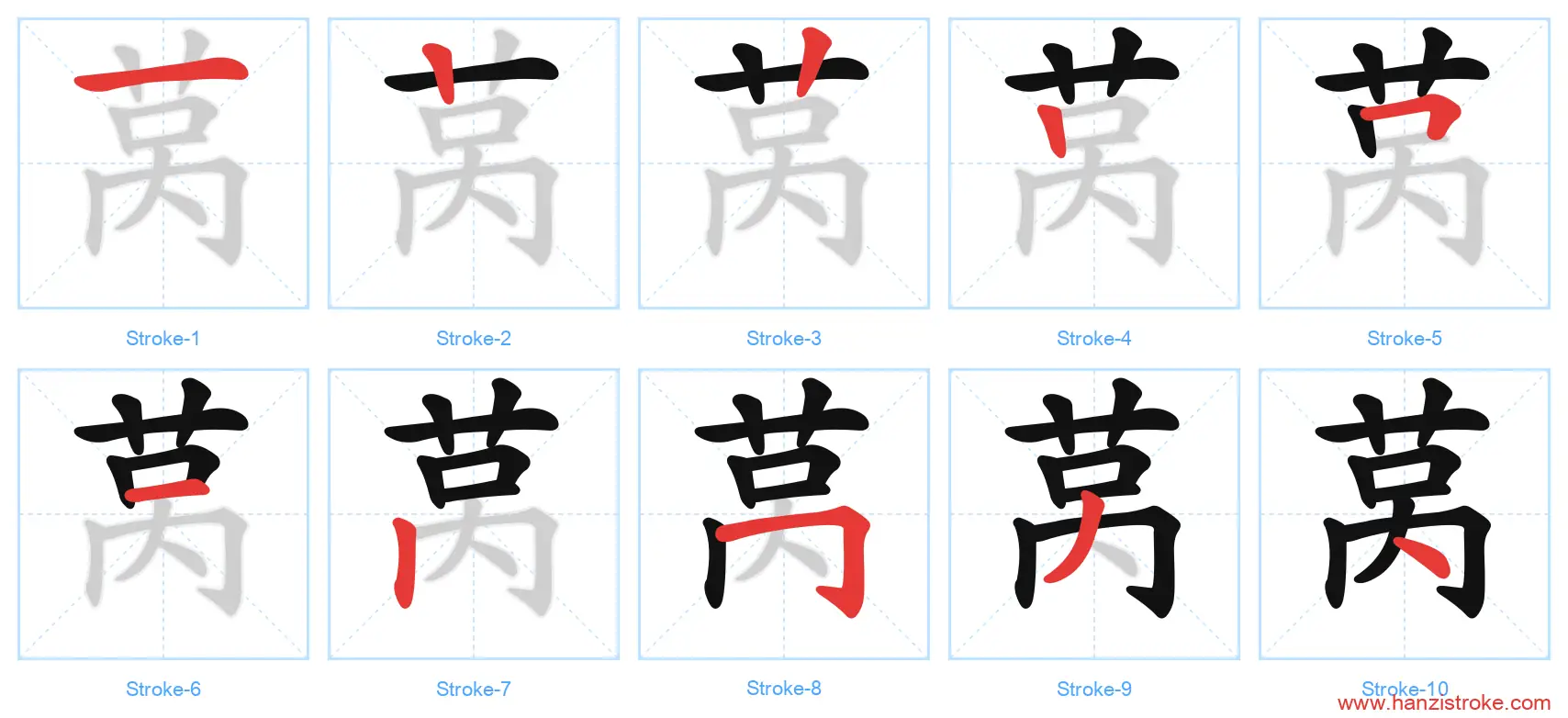 莴 stroke order diagram