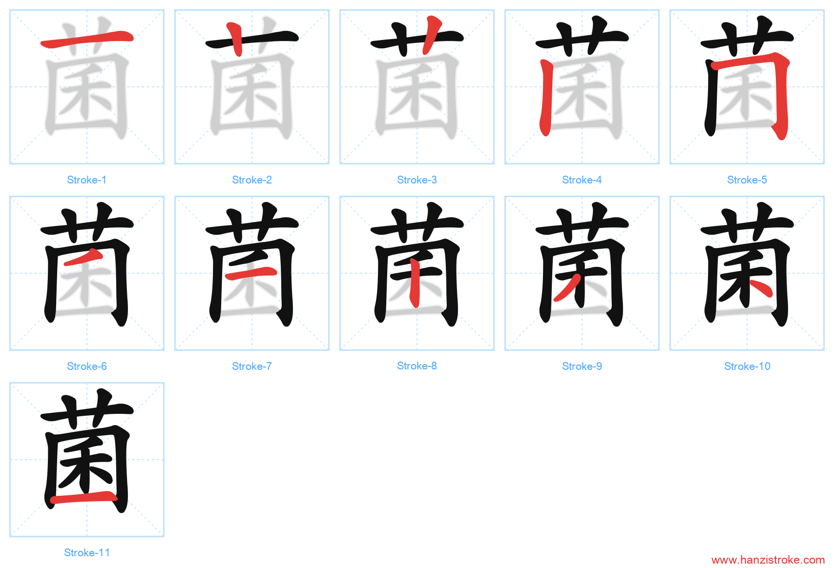 菌 stroke order diagram
