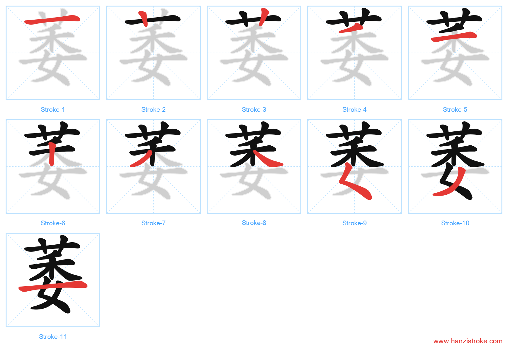 萎 stroke order diagram