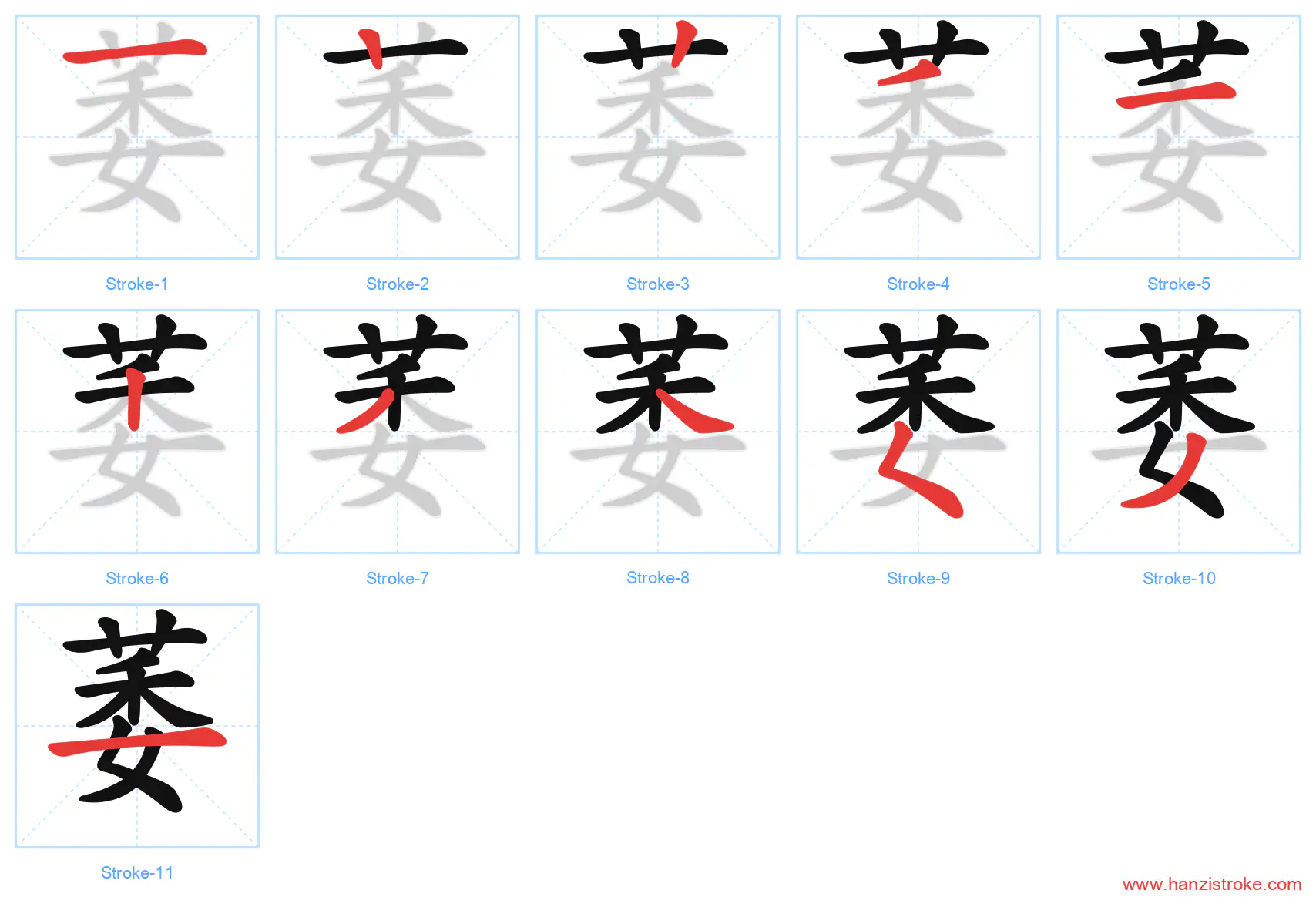 萎 stroke order diagram