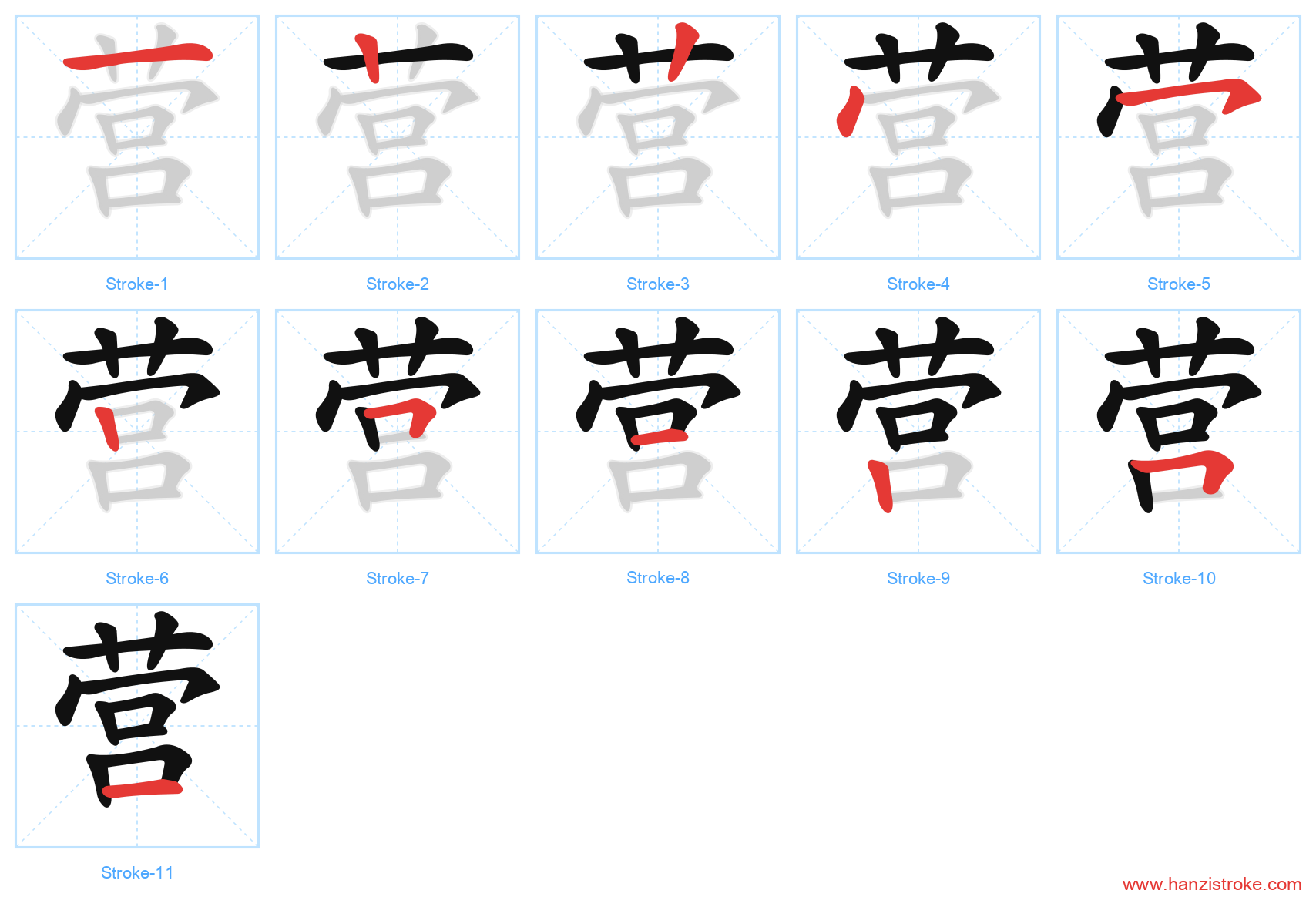 营 stroke order diagram