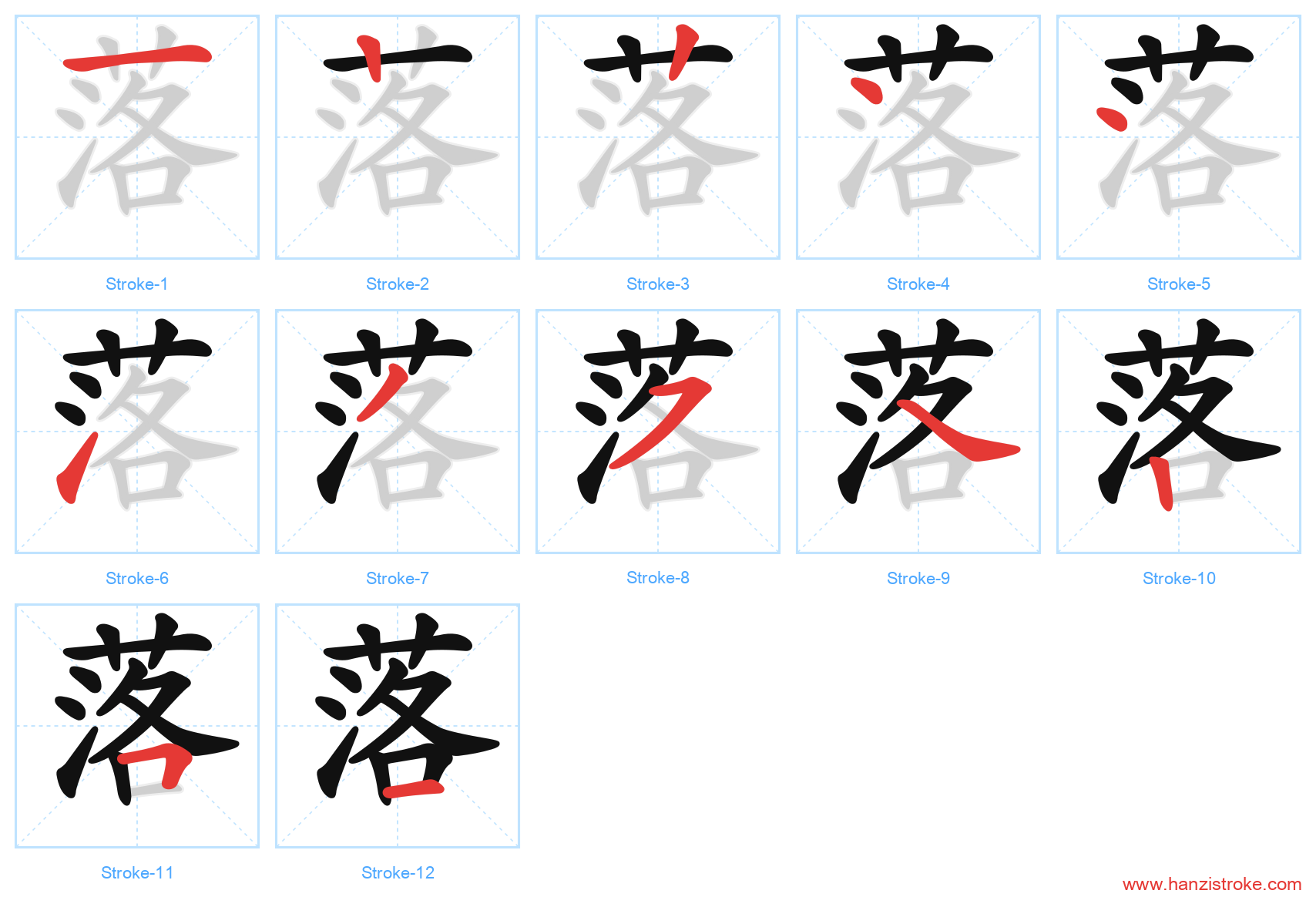 落 stroke order diagram