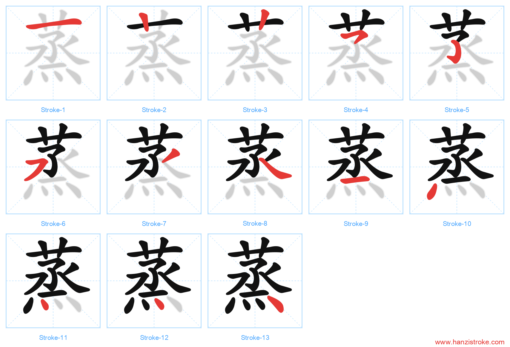 蒸 stroke order diagram
