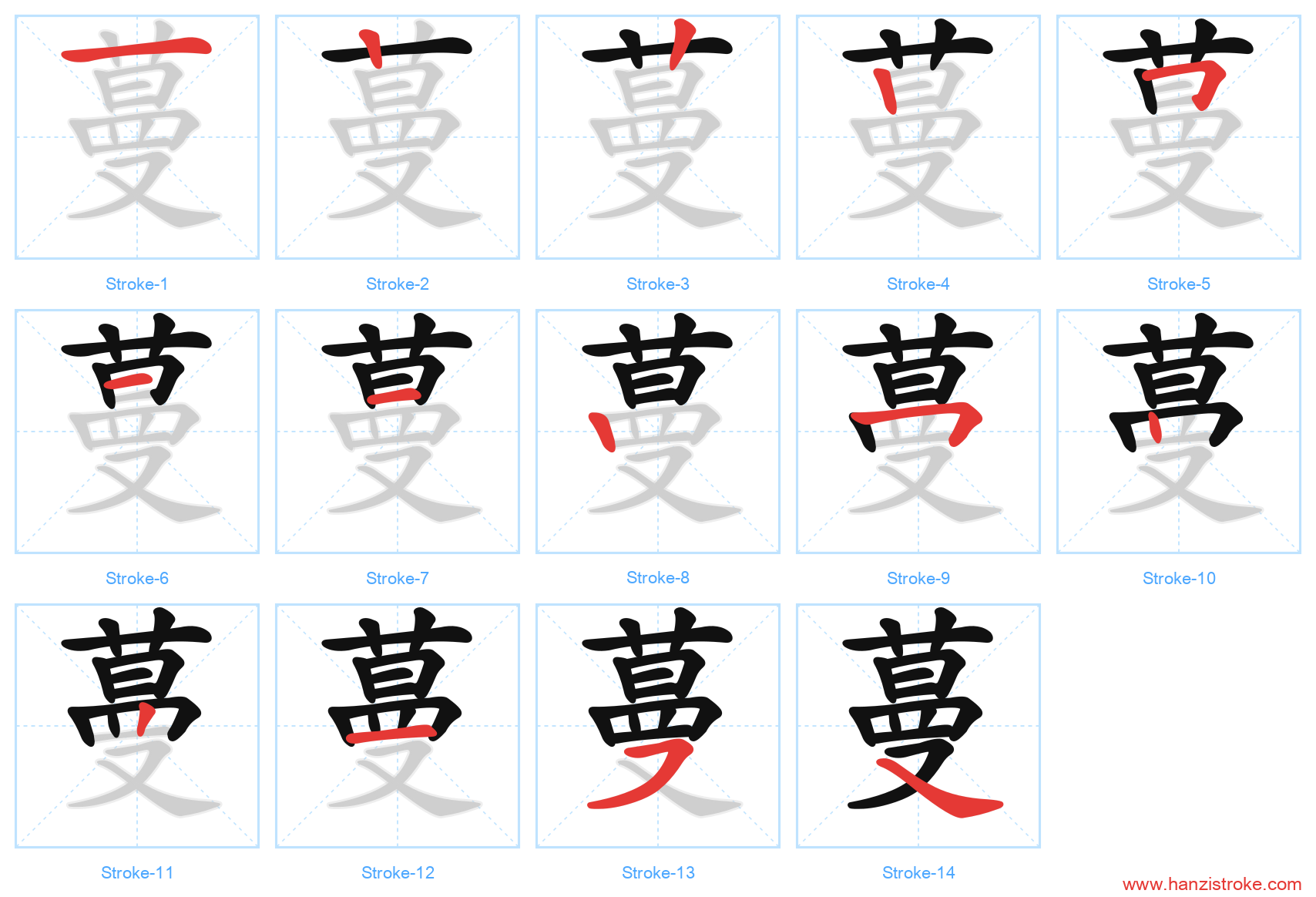蔓 stroke order diagram