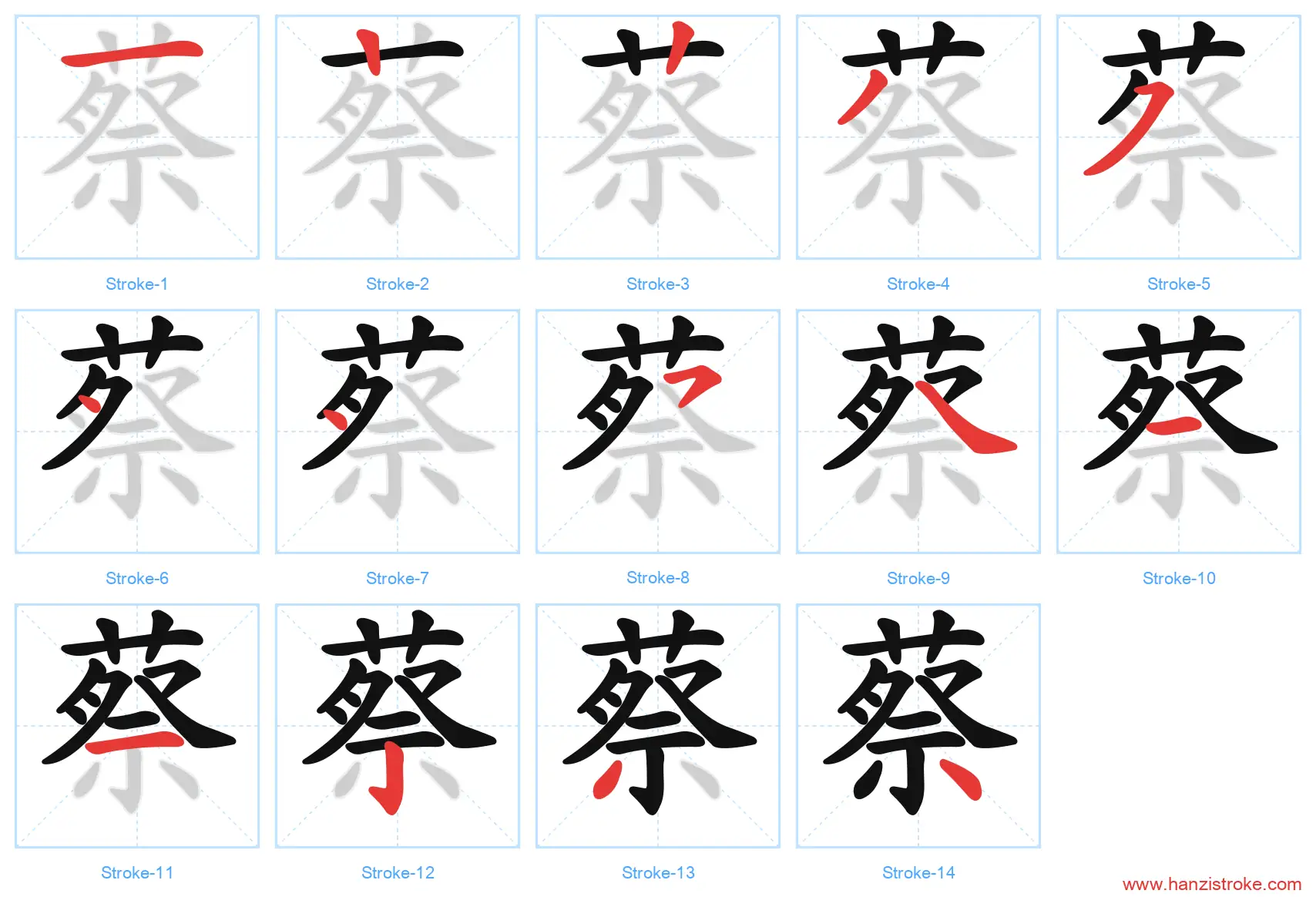 蔡 stroke order diagram