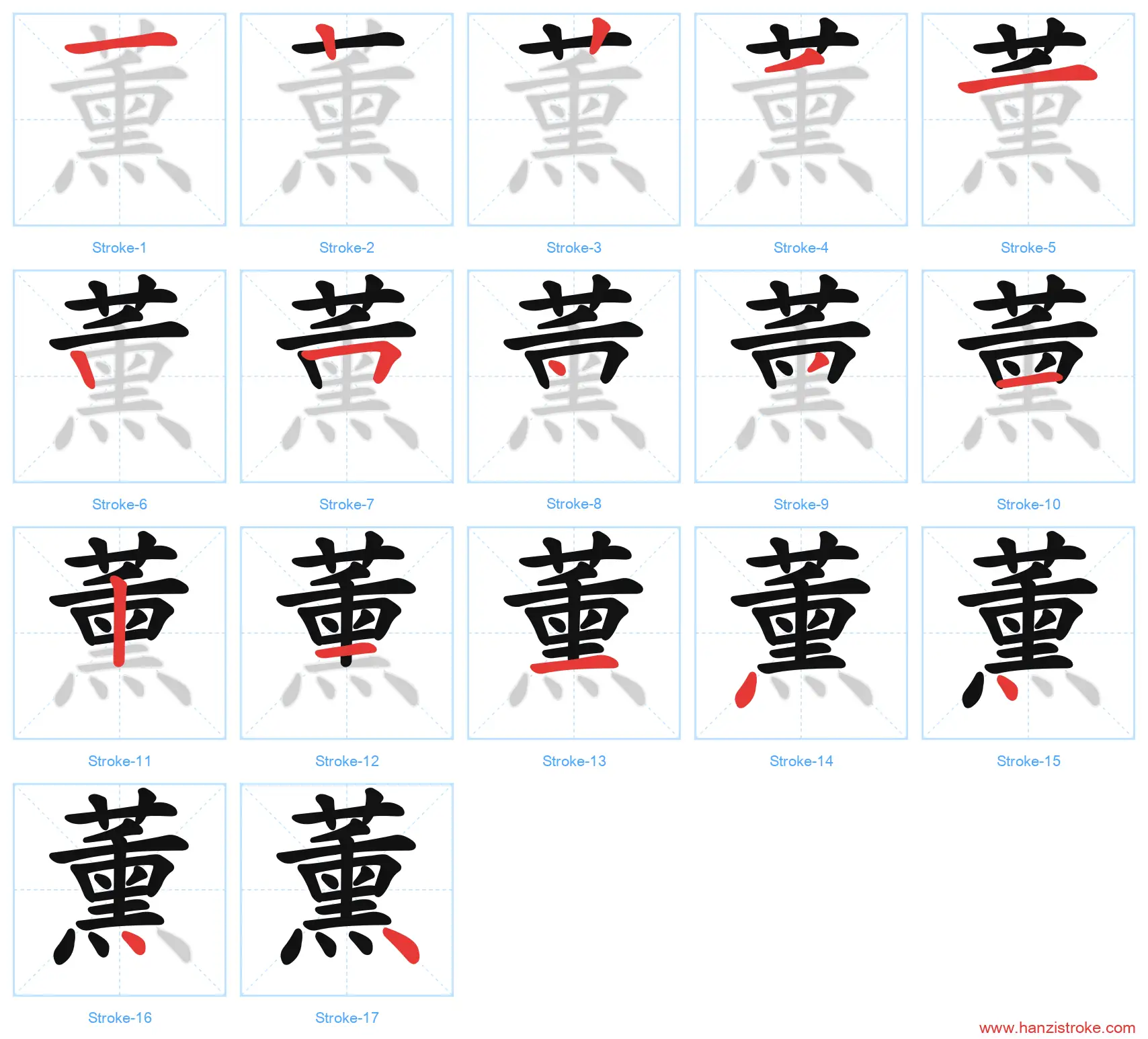 薰 stroke order diagram