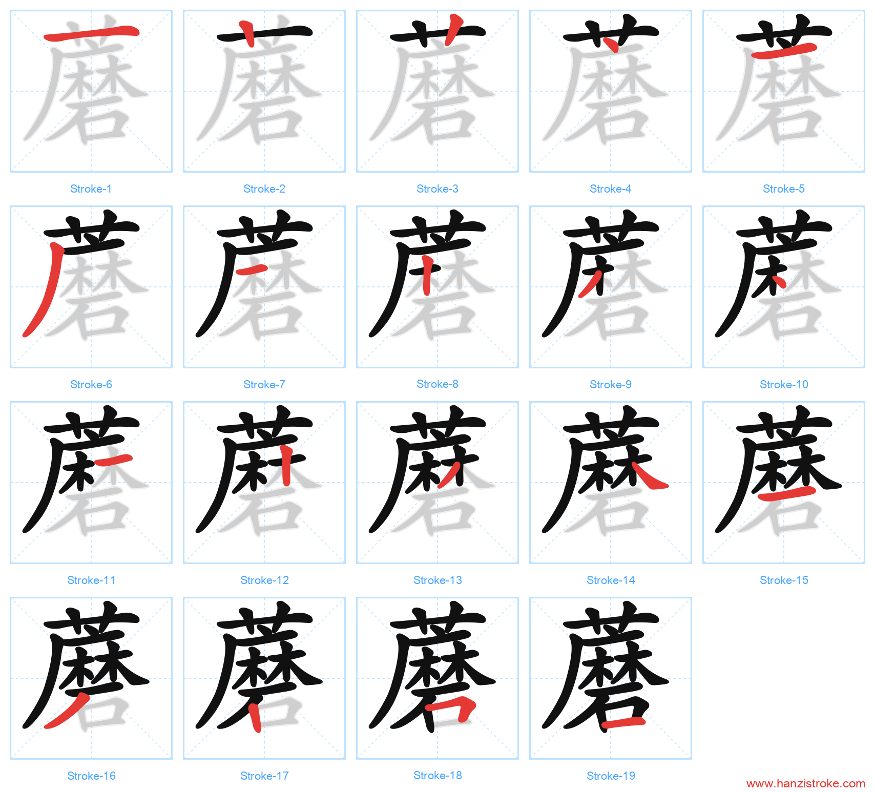 蘑 stroke order diagram