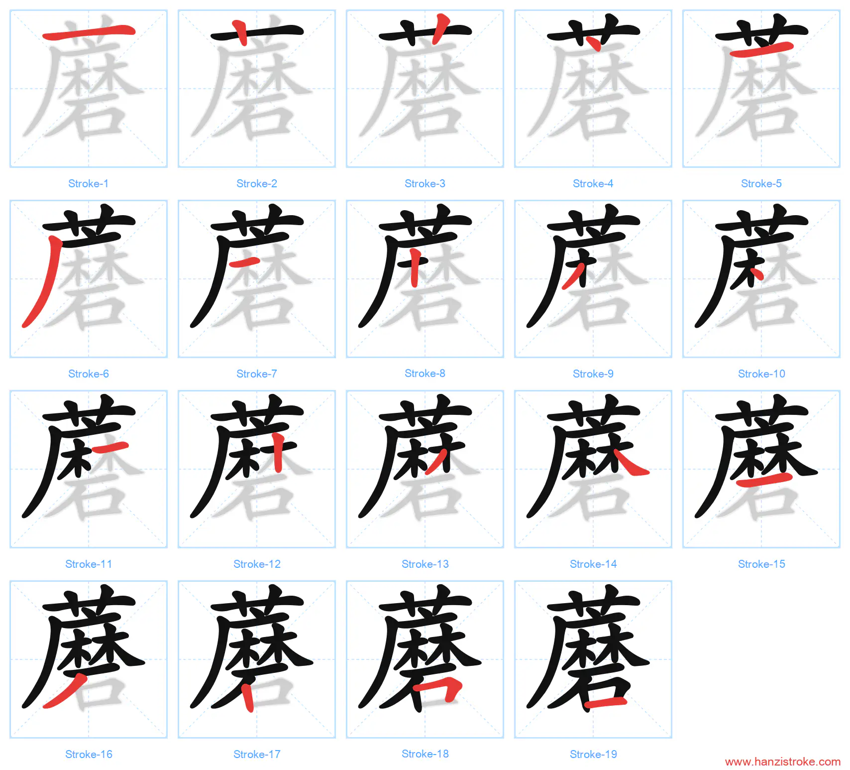 蘑 stroke order diagram