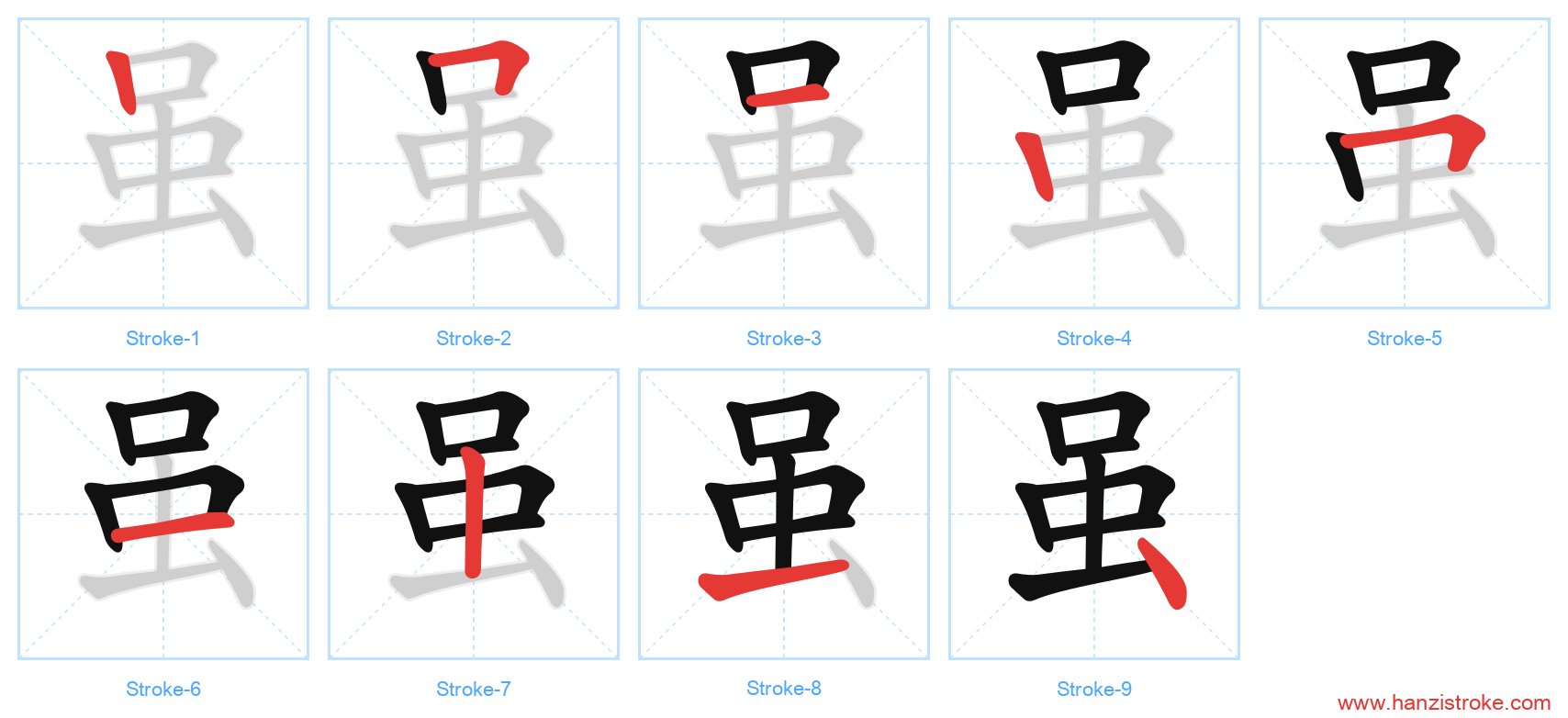虽 stroke order diagram