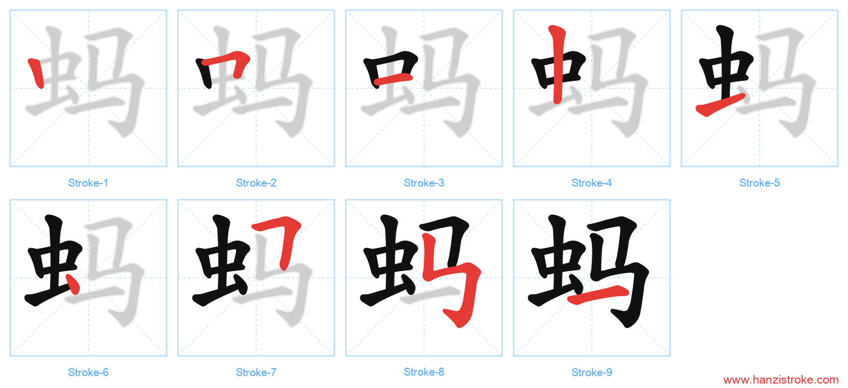蚂 stroke order diagram