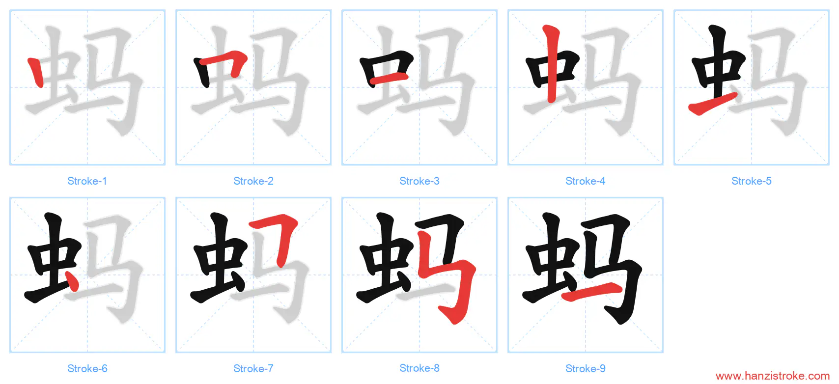 蚂 stroke order diagram