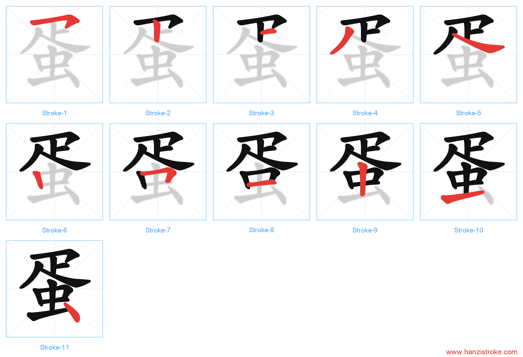 蛋 stroke order diagram