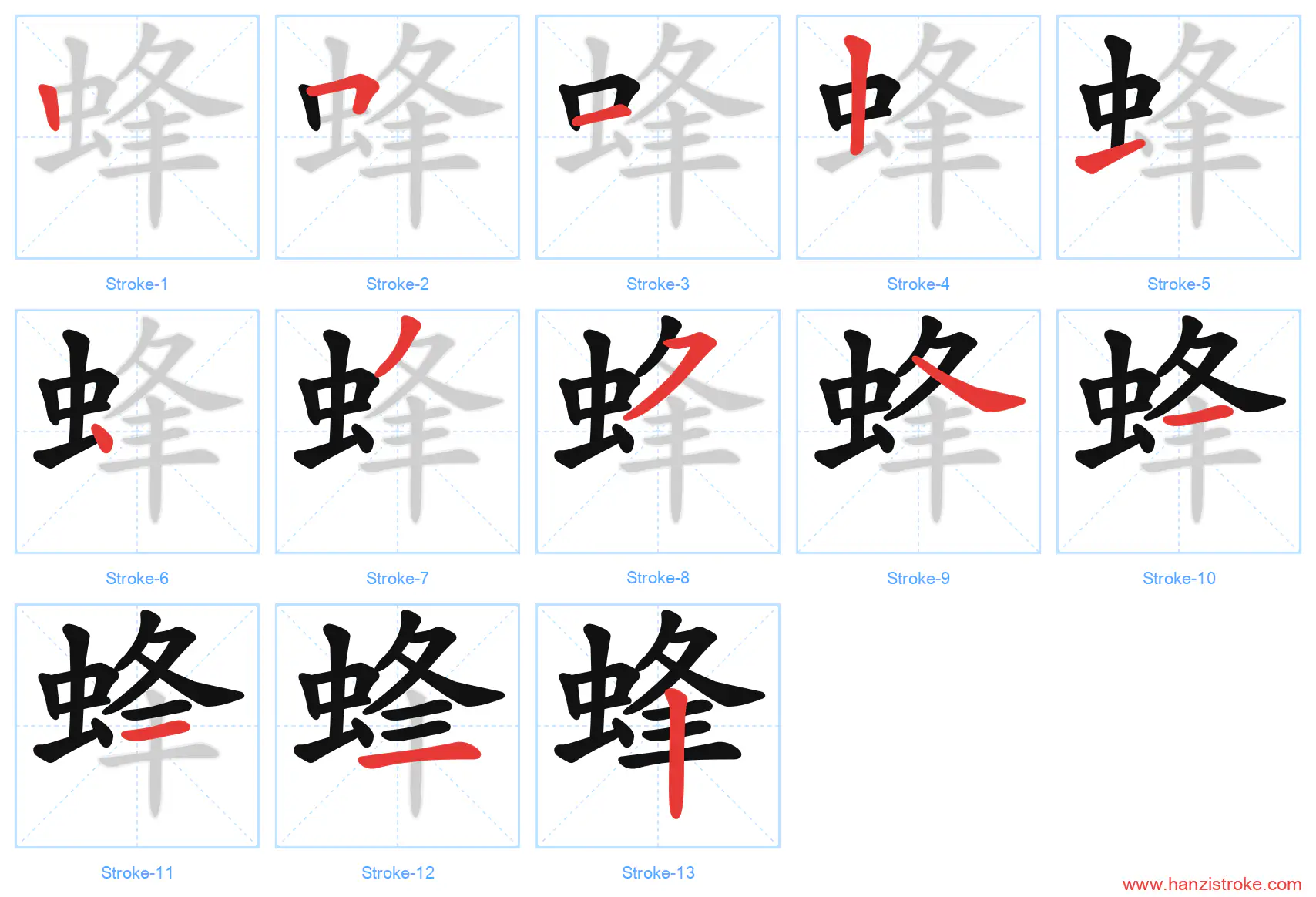 蜂 stroke order diagram