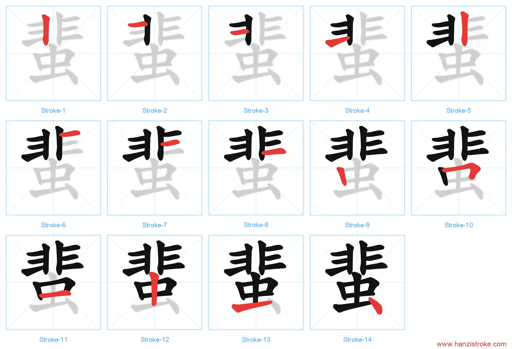 蜚 stroke order diagram