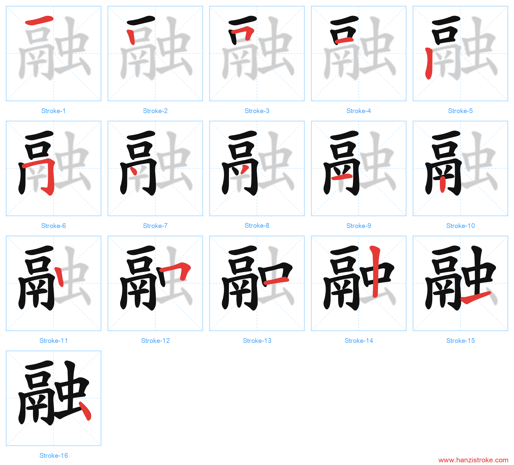 融 stroke order diagram