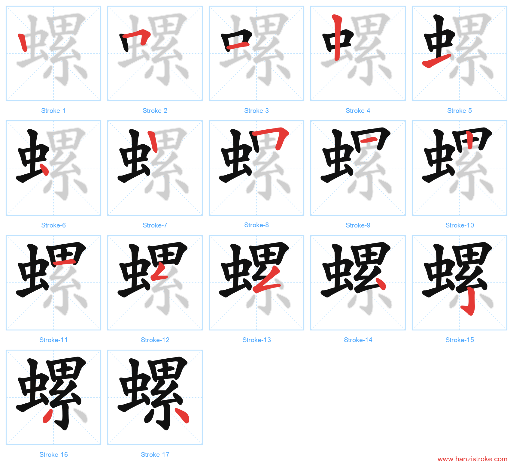 螺 stroke order diagram