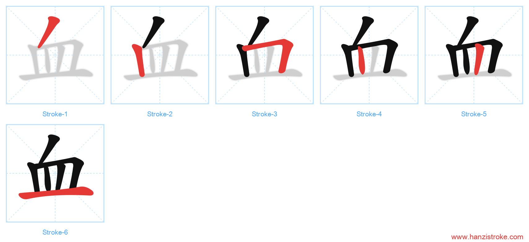 血 stroke order diagram