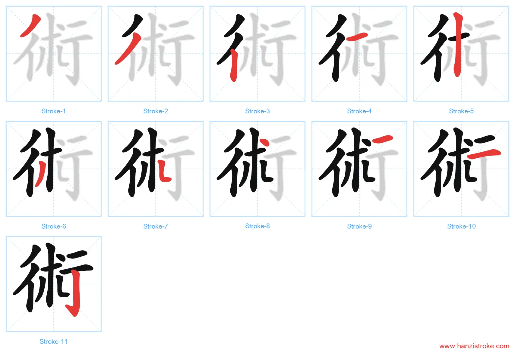 術 traditional stroke order diagram