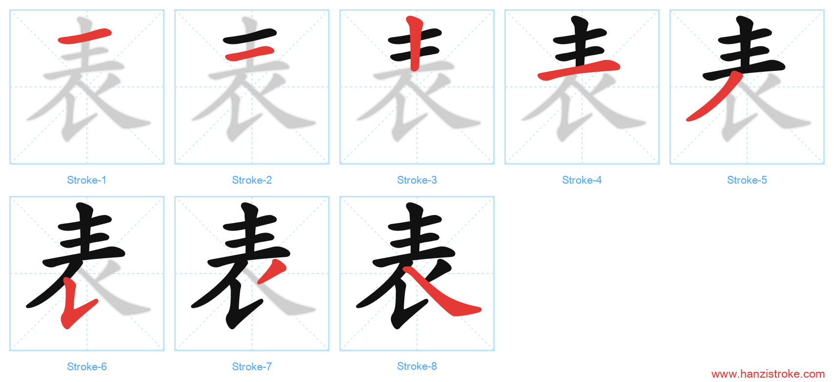 表 stroke order diagram
