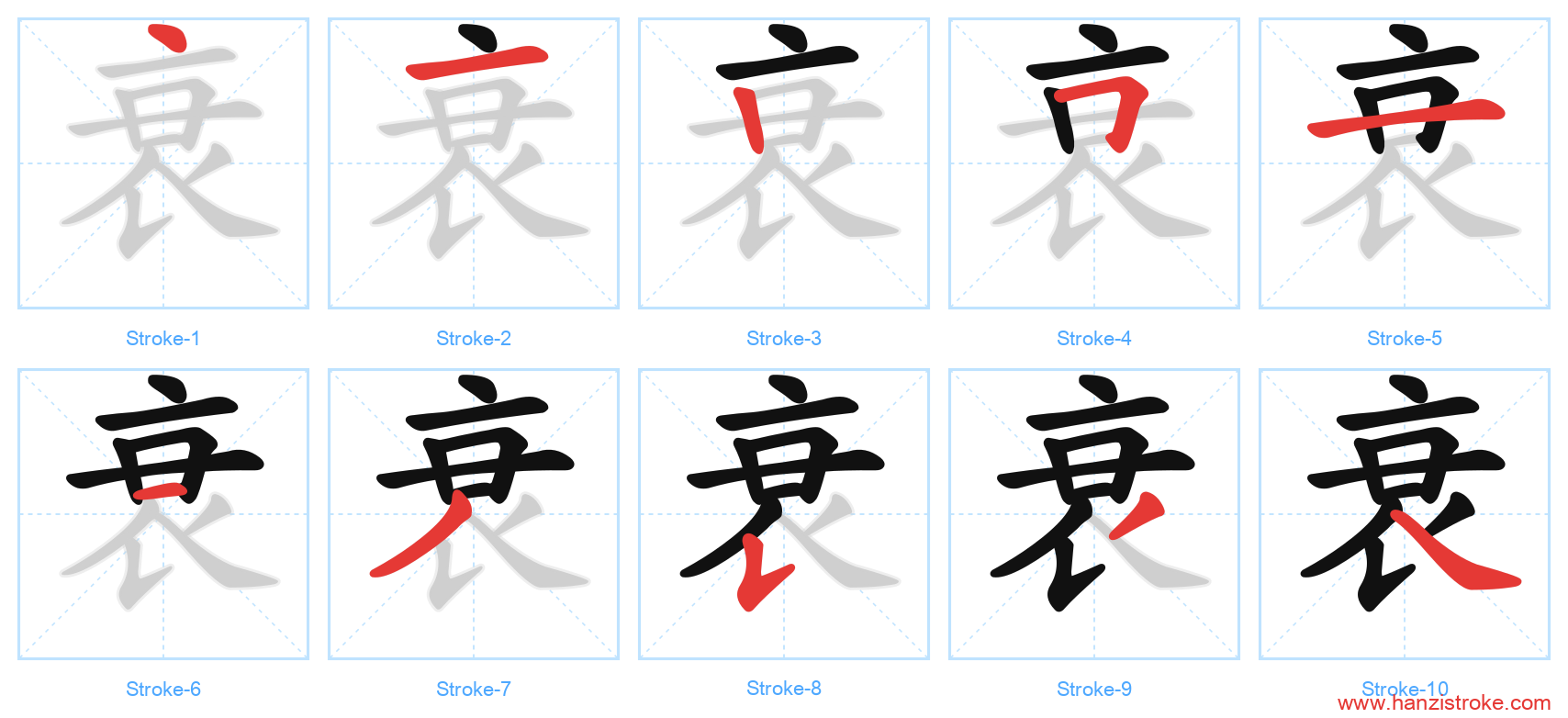 衰 stroke order diagram