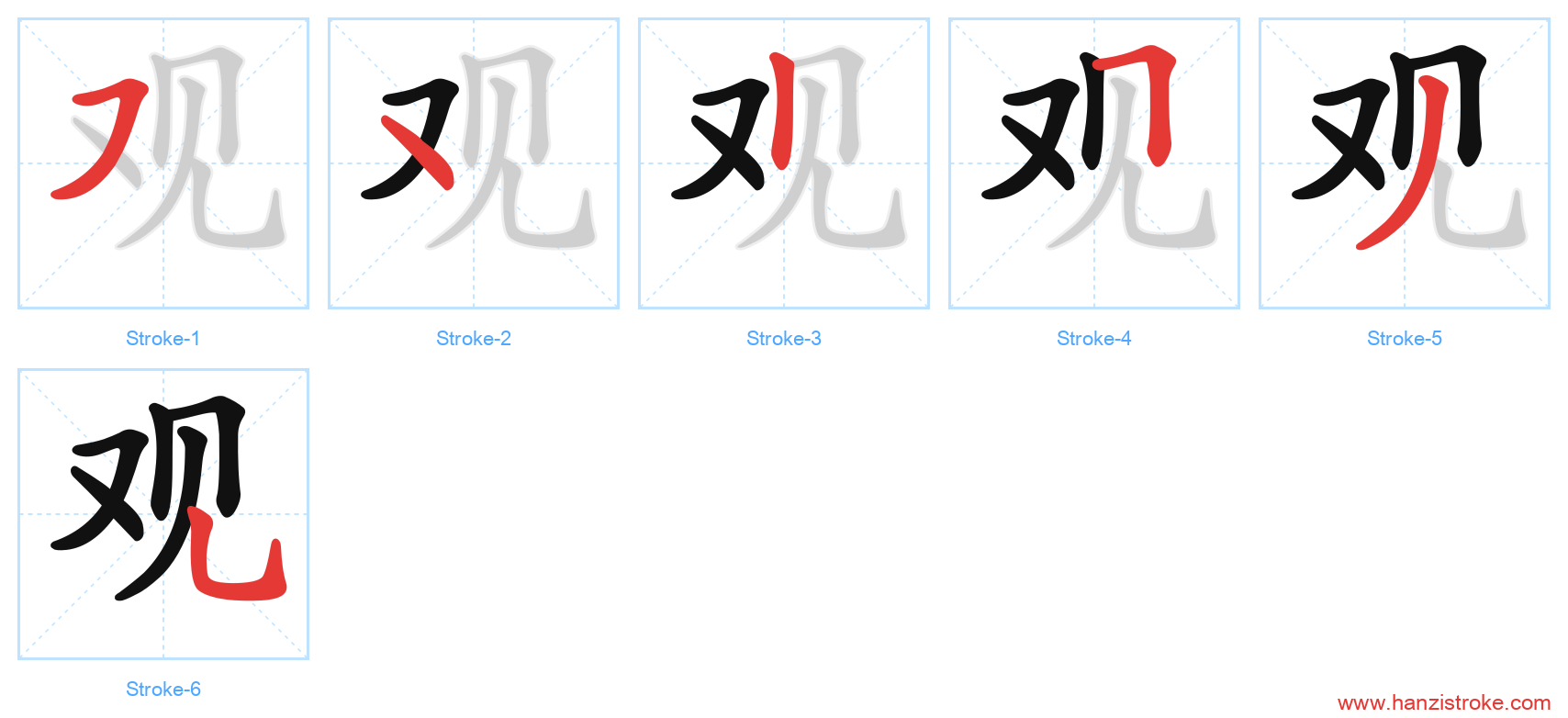 观 stroke order diagram