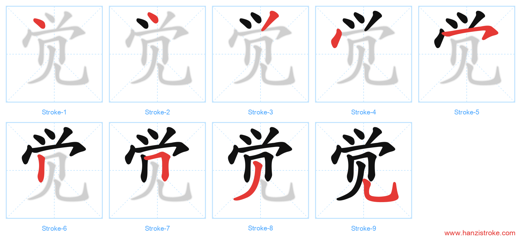 觉 stroke order diagram