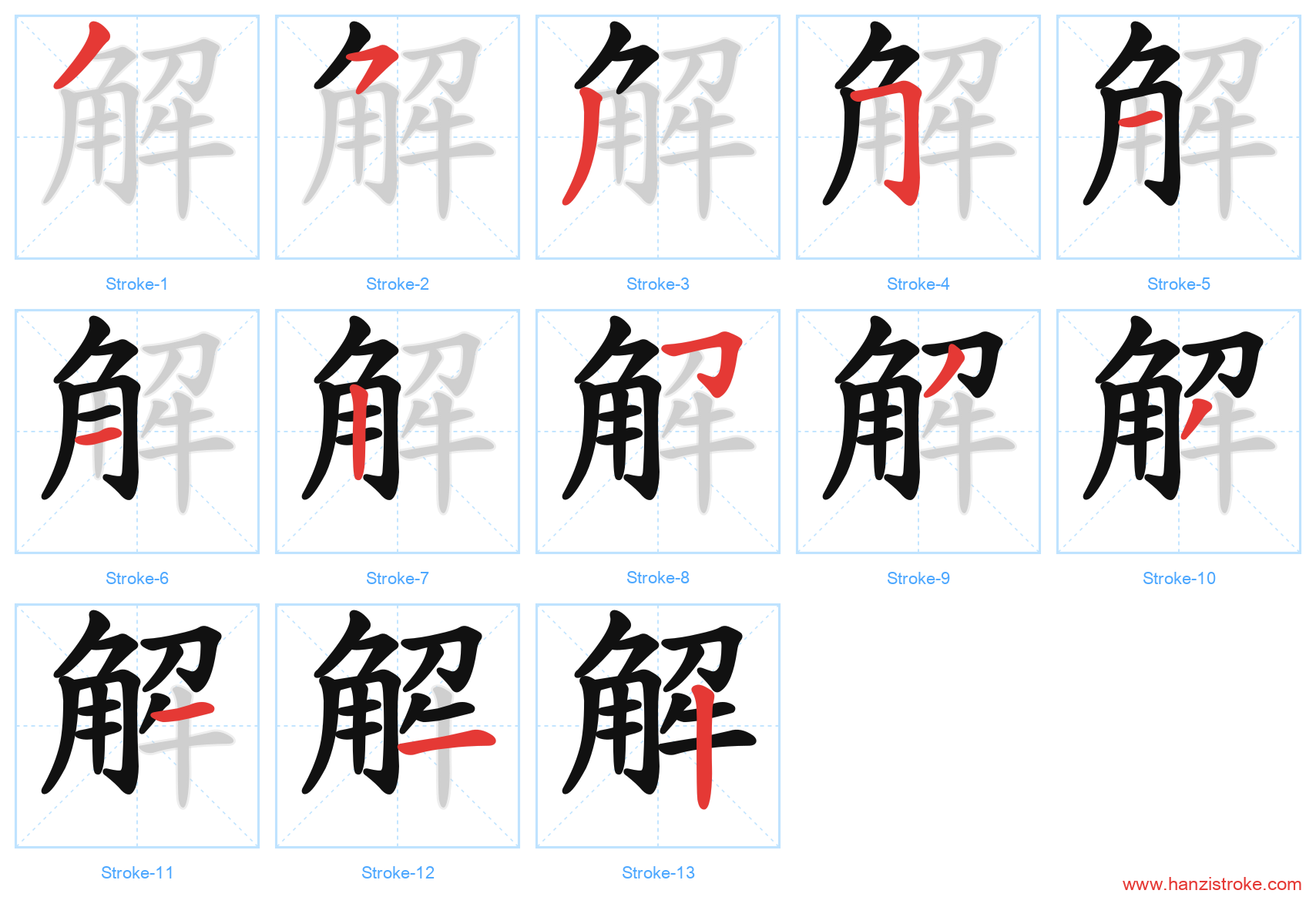 解 stroke order diagram