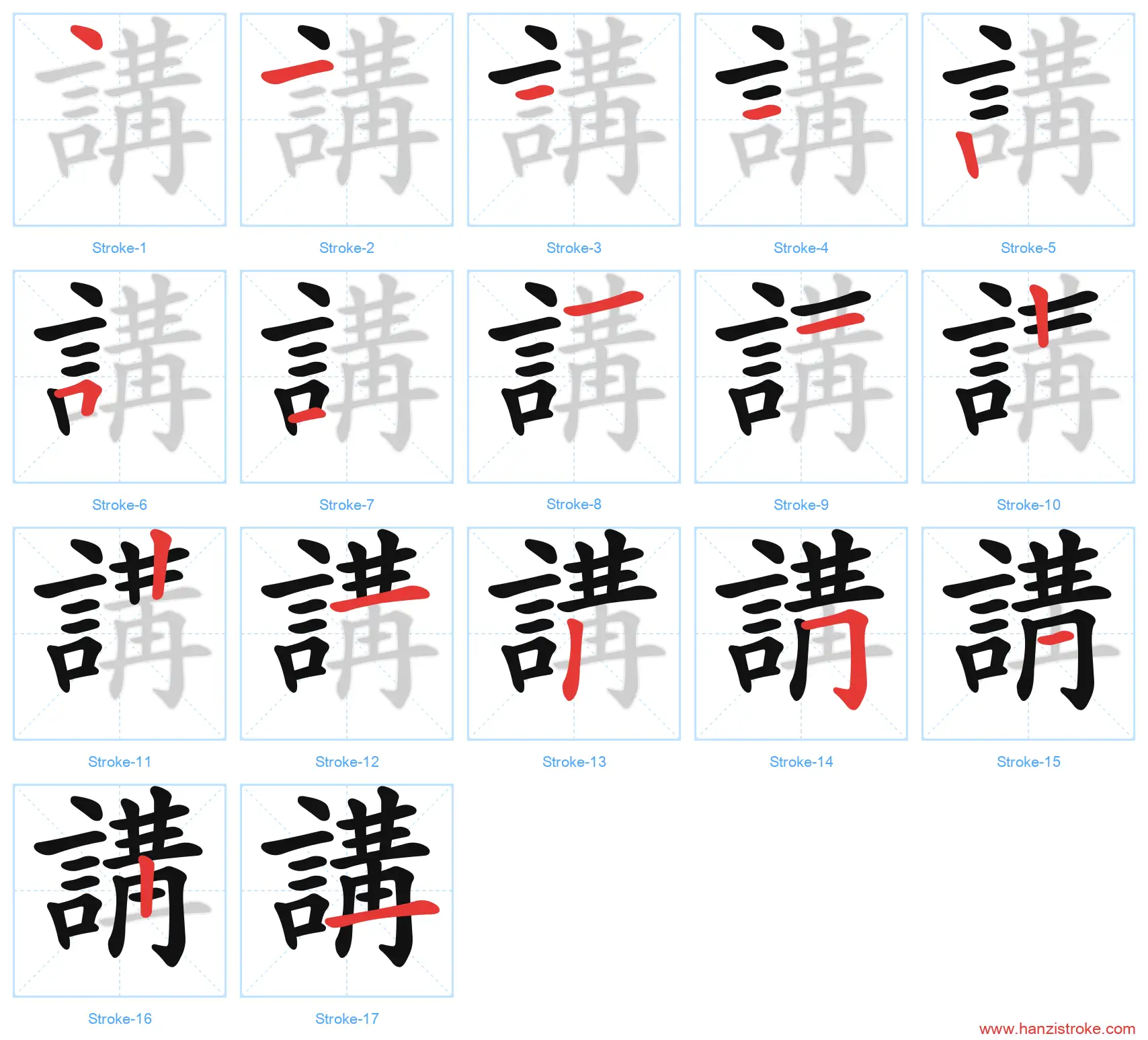 講 traditional stroke order diagram