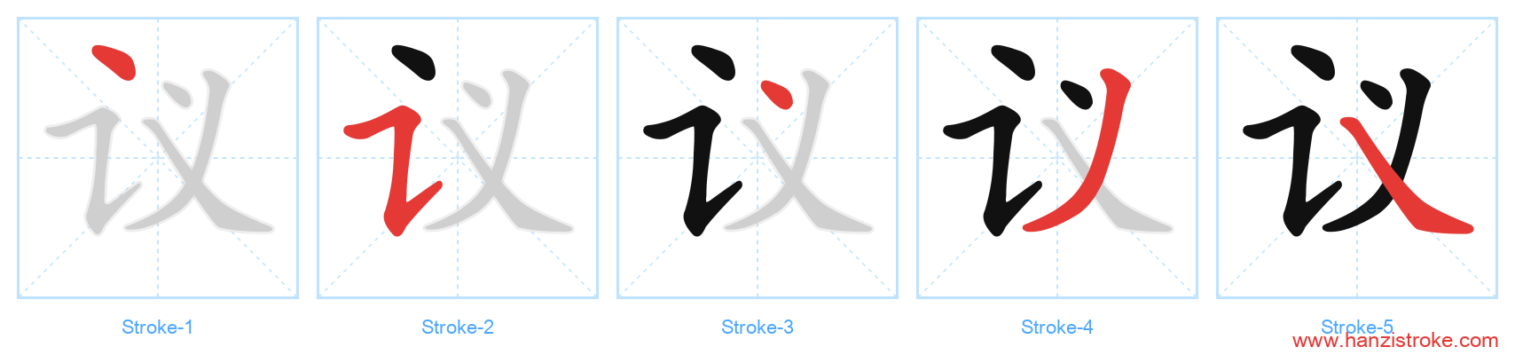 议 stroke order diagram