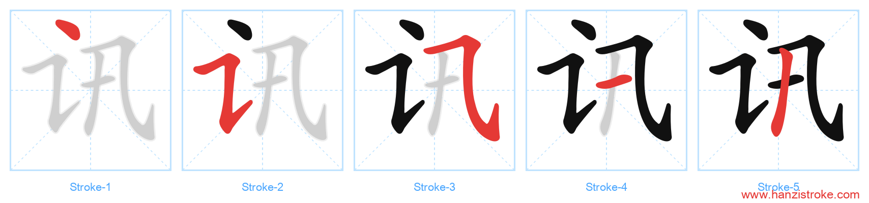 讯 stroke order diagram