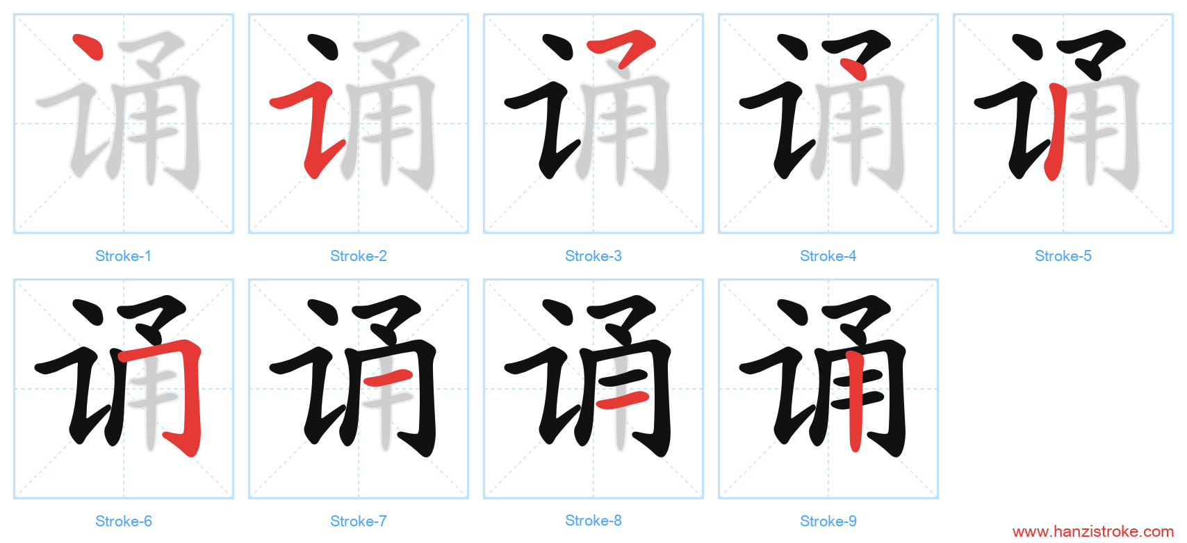诵 stroke order diagram