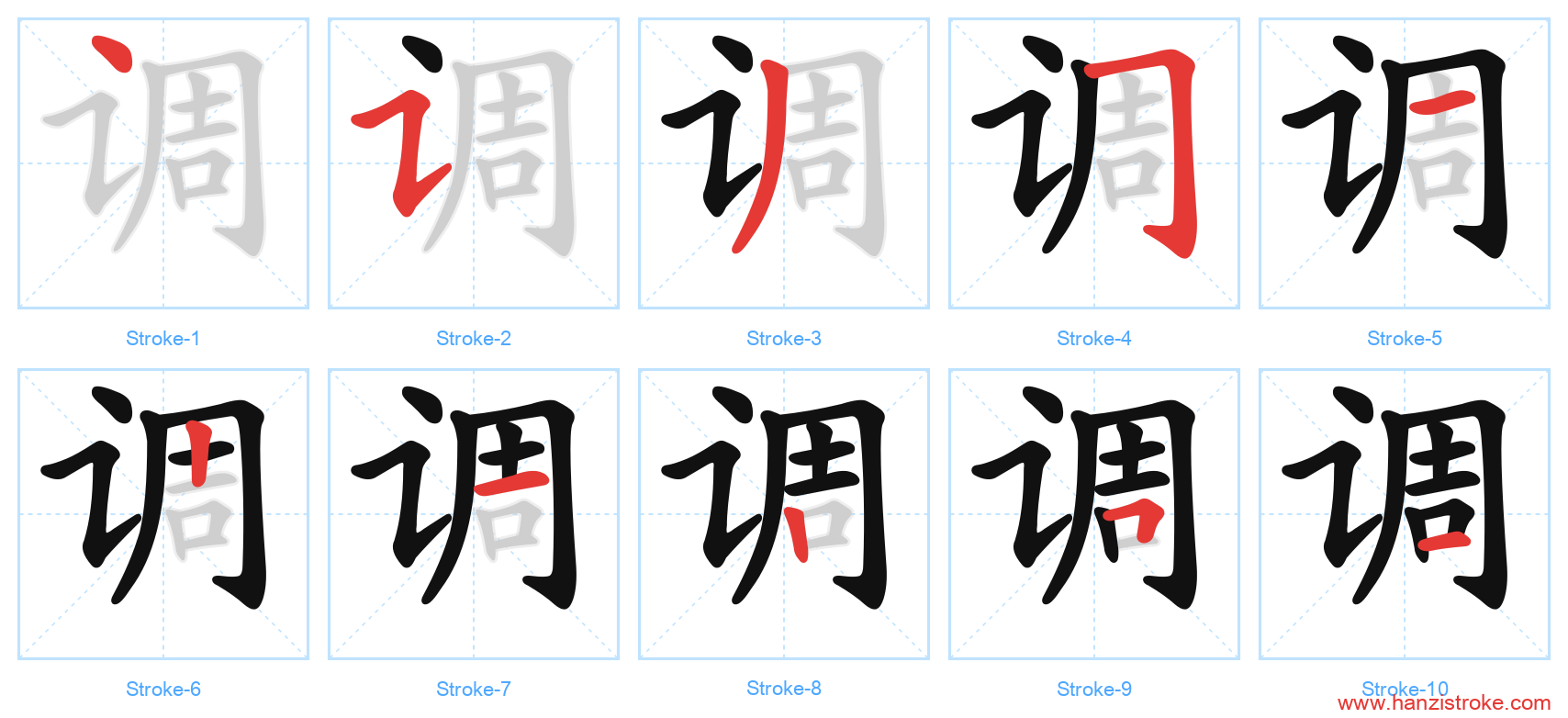 调 stroke order diagram