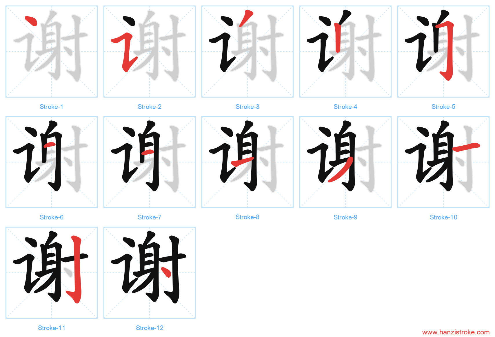 谢 stroke order diagram