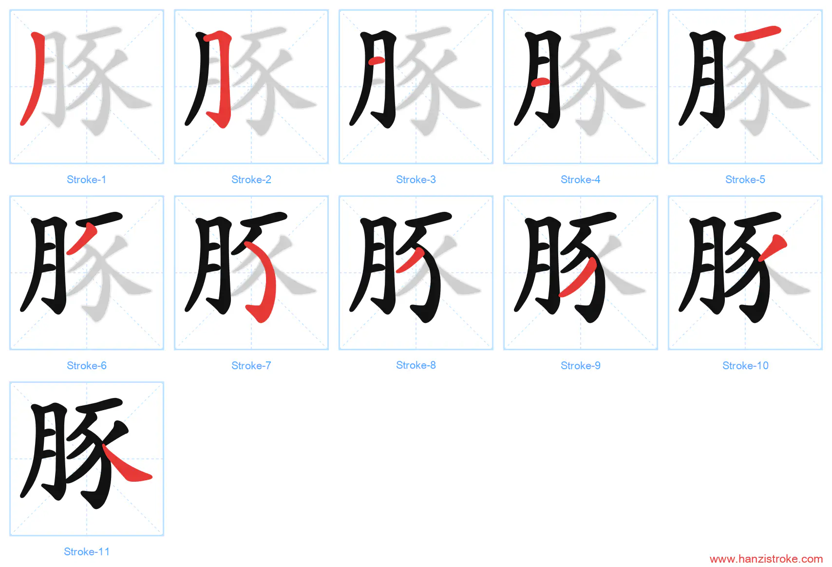豚 stroke order diagram