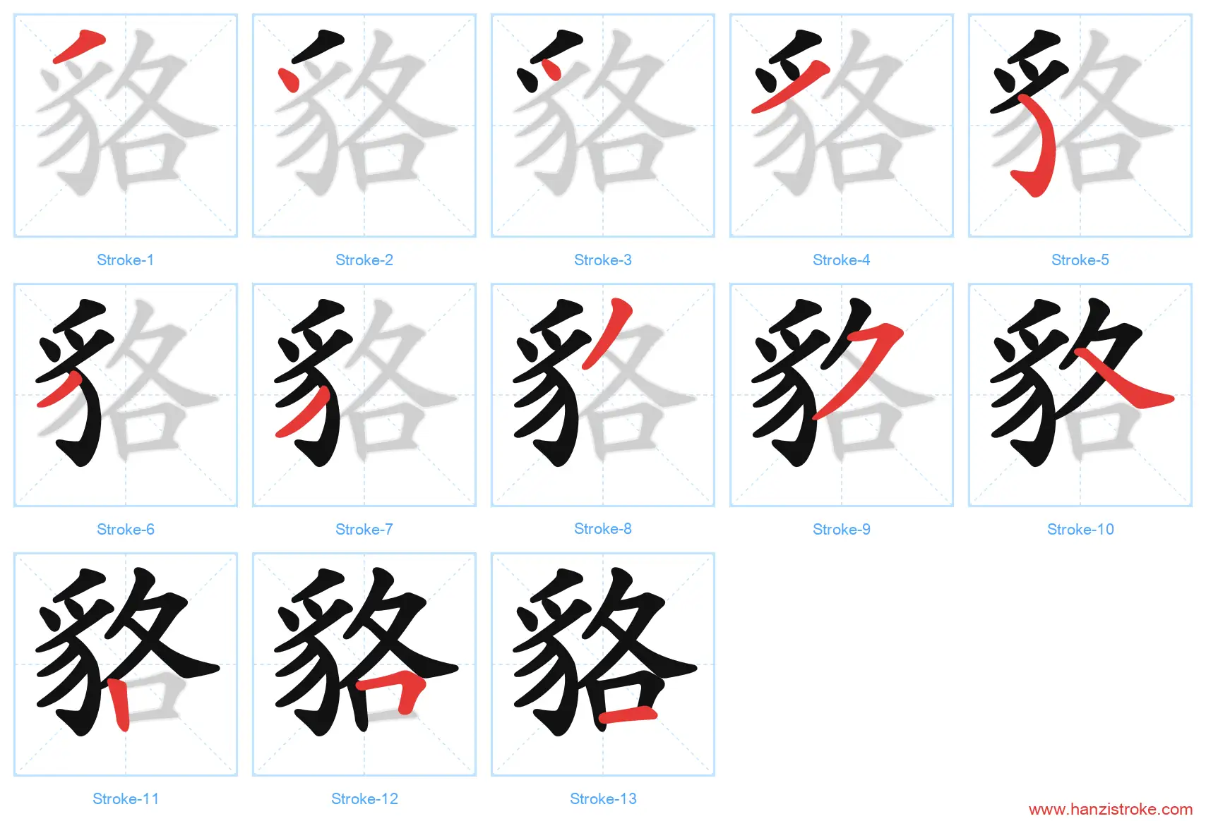 貉 stroke order diagram