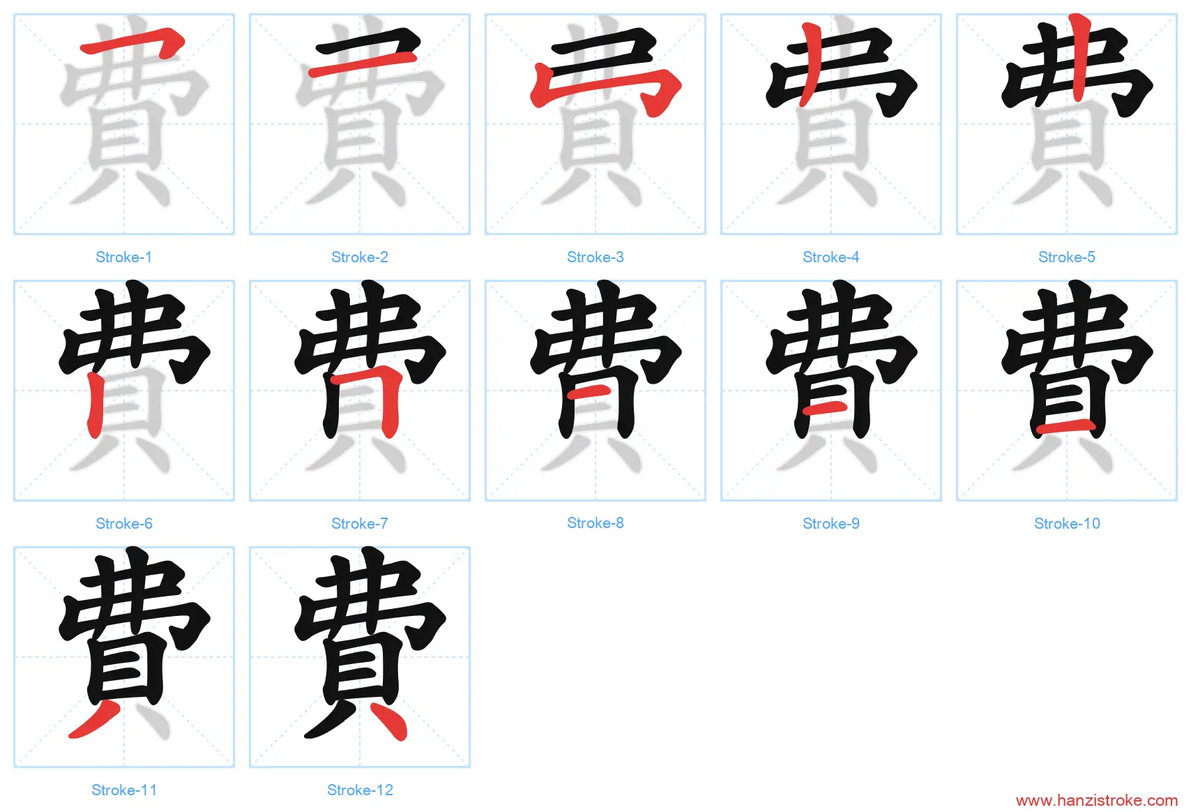 費 traditional stroke order diagram