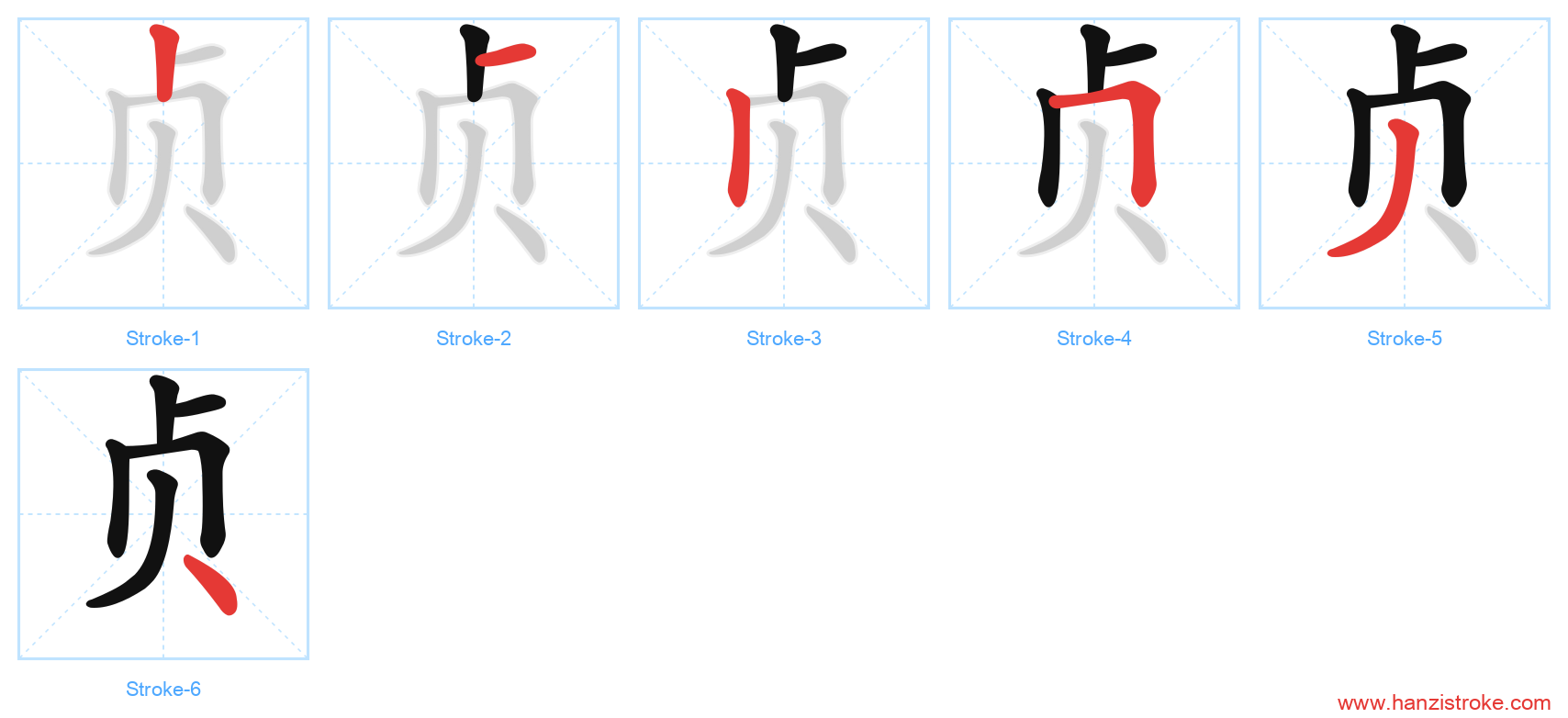 贞 stroke order diagram