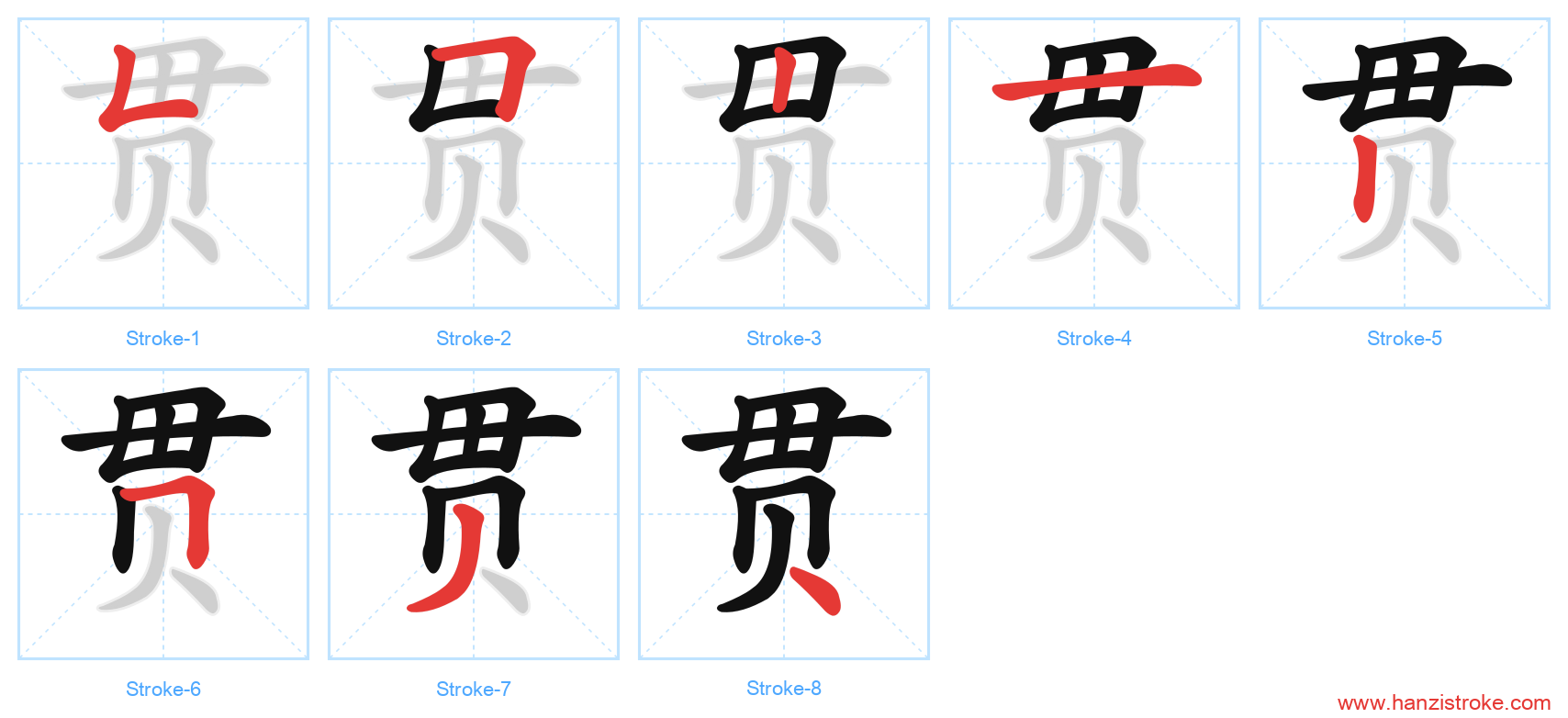 贯 stroke order diagram