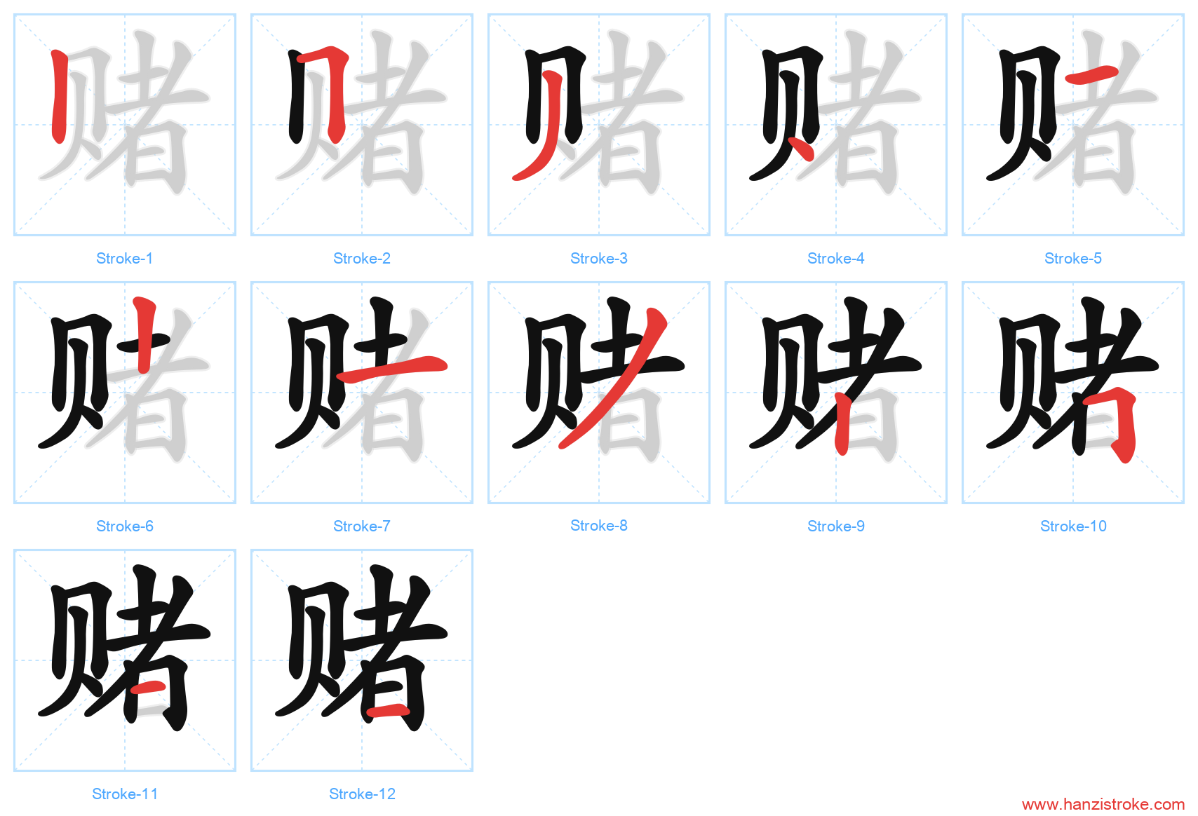 赌 stroke order diagram