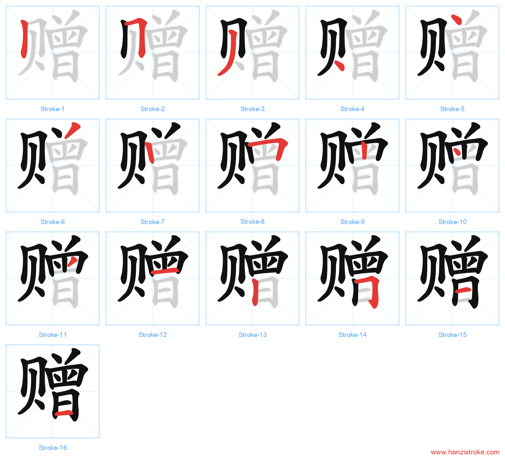 赠 stroke order diagram