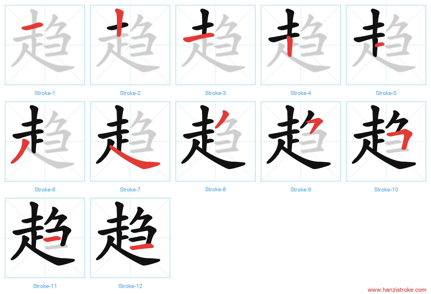 趋 stroke order diagram