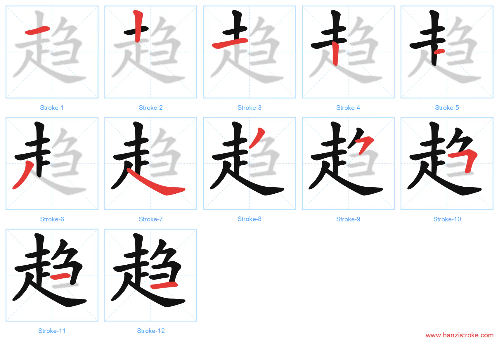 趋 stroke order diagram