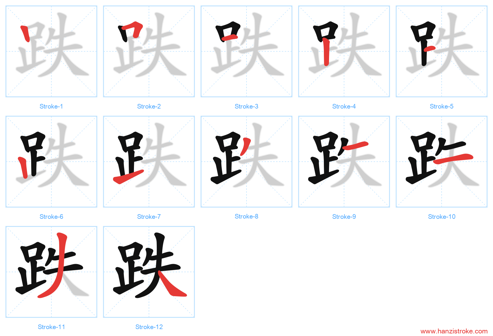 跌 stroke order diagram