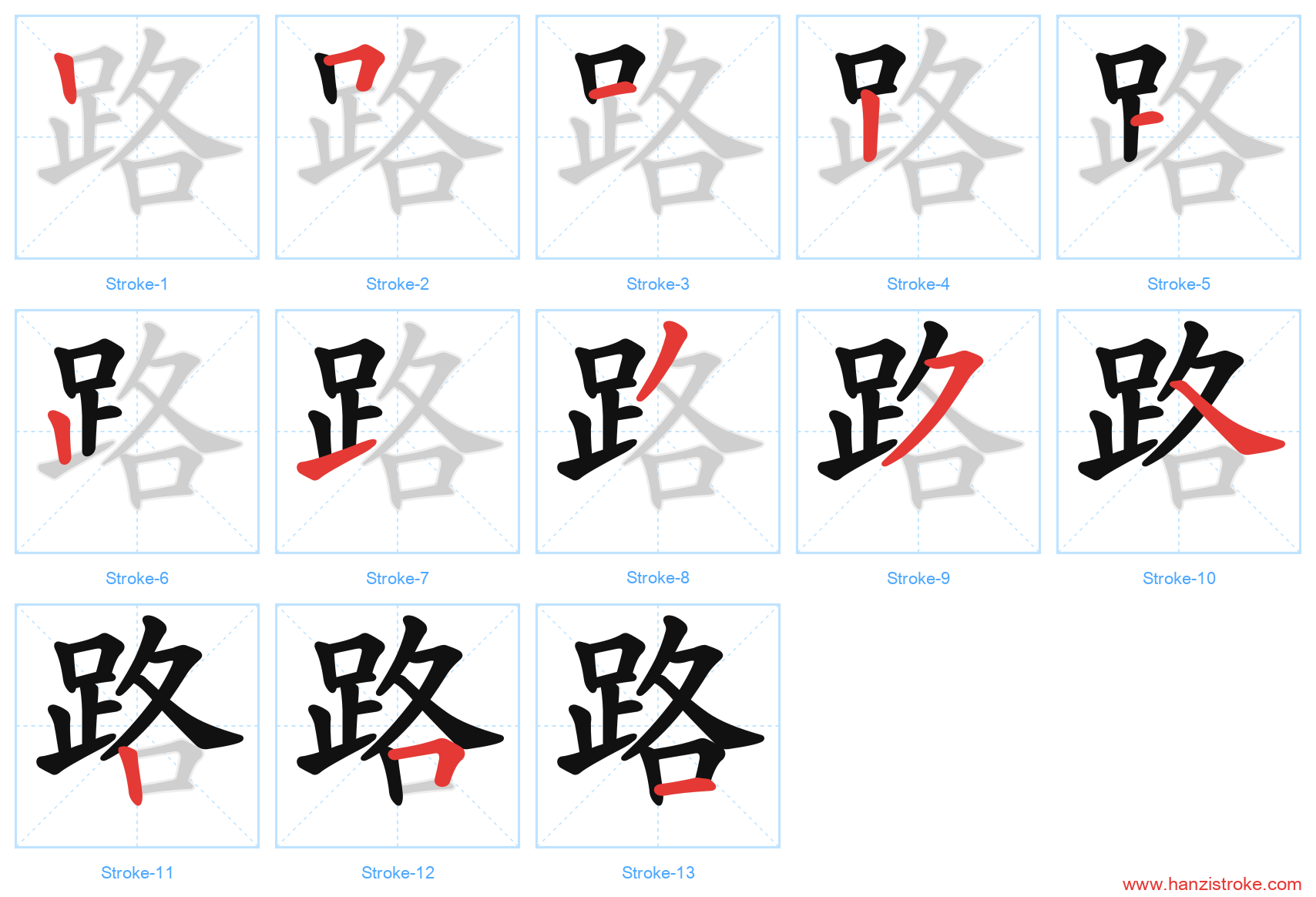 路 stroke order diagram
