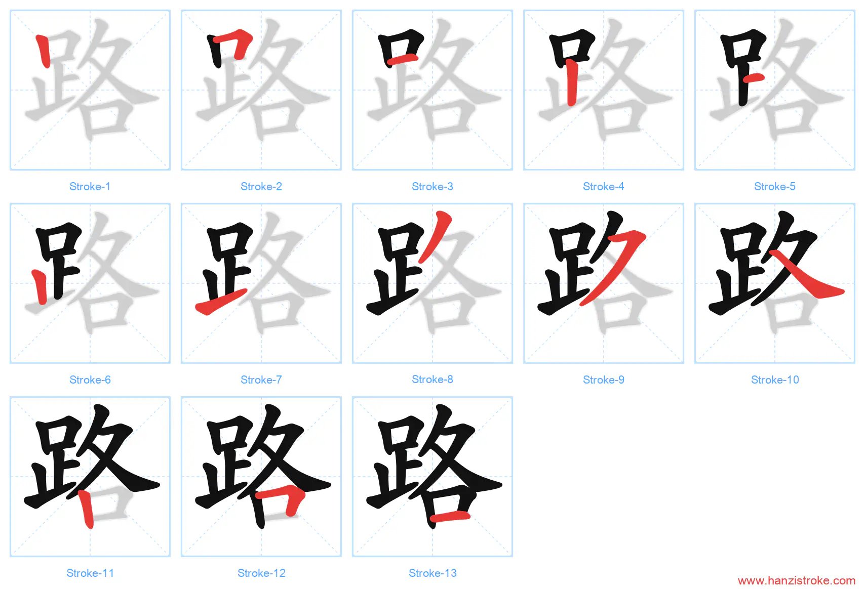 路 stroke order diagram